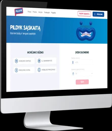 Pildyk Self-Service system on a desktop computer screen